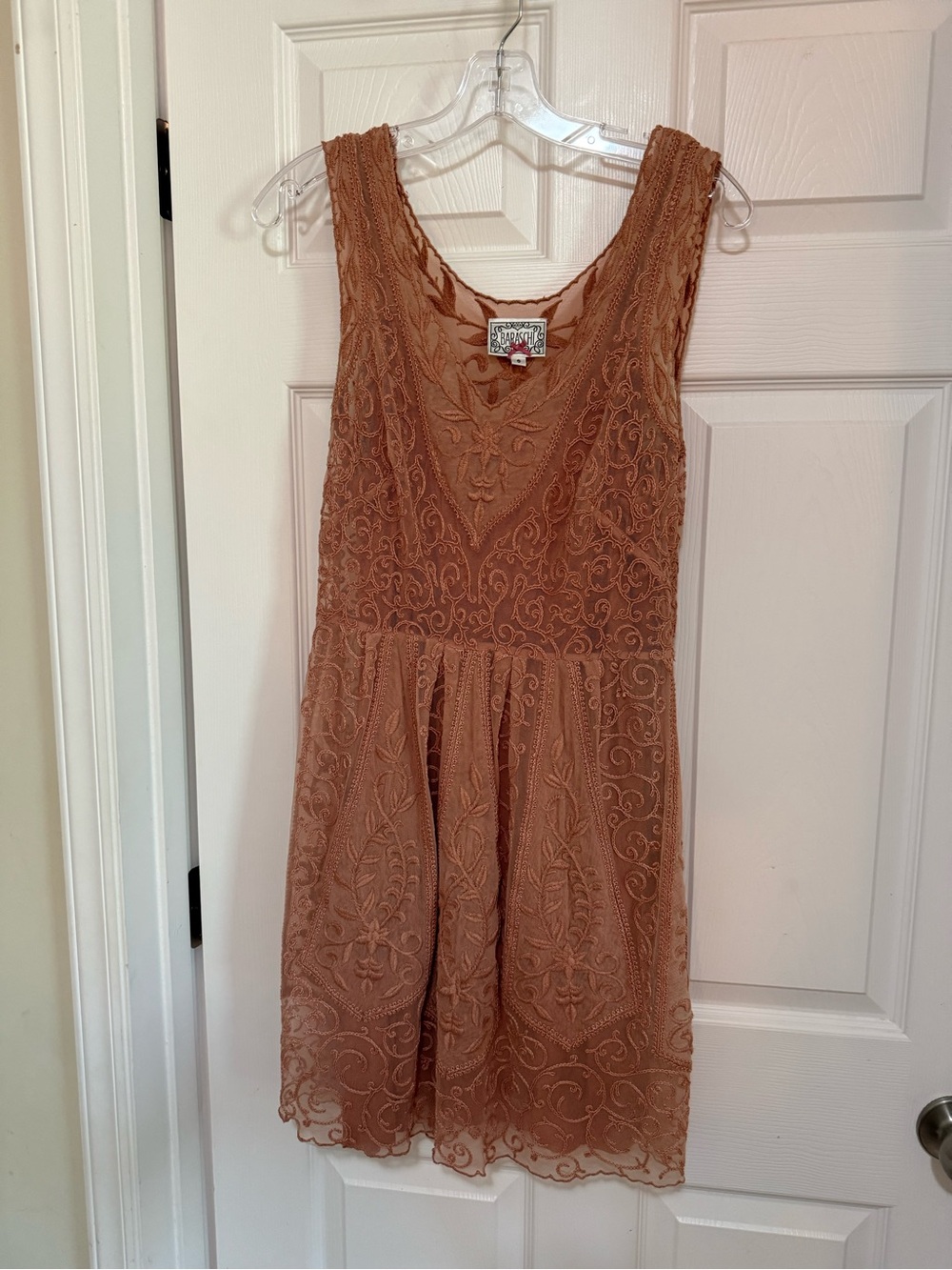 Yoana Baraschi Embroidered Lace V-Neck Top in Blush
